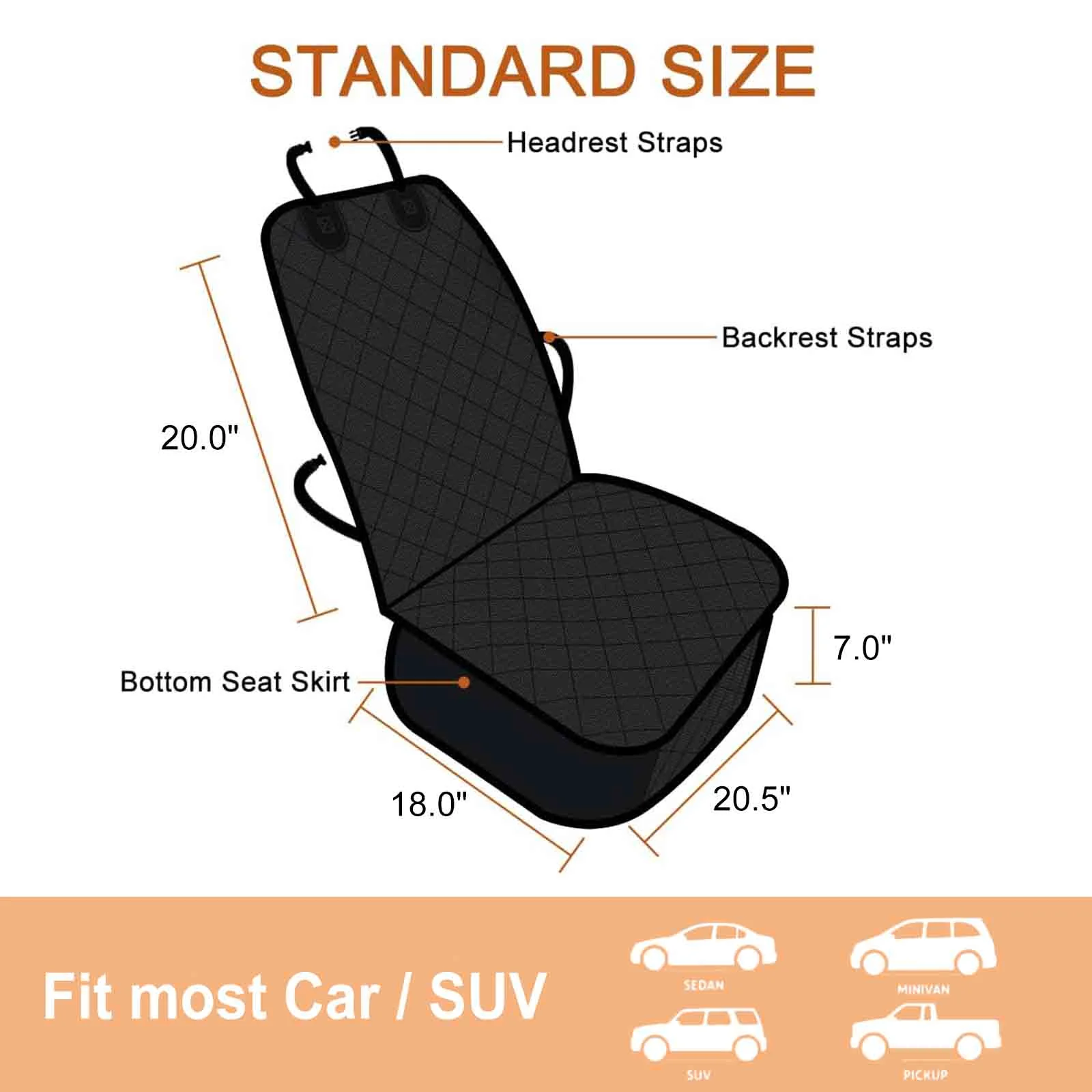 GOOPAWS Quilted Scratchproof Dog Front Car Seat Cover, Grey, 40''L - Image 4