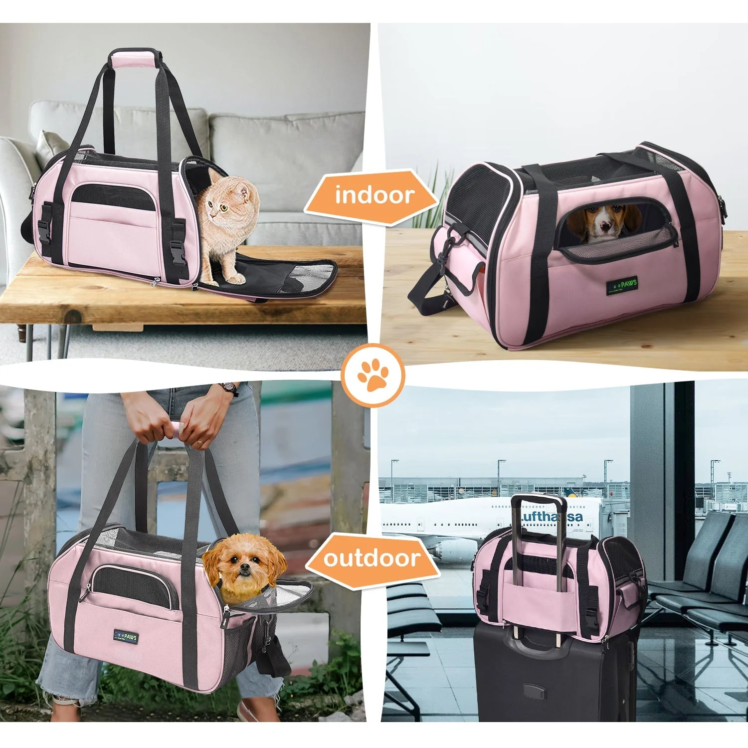 GOOPAWS Soft Sided Small Dog Carriers Comfort for Travel, Pink, 17" - Image 7