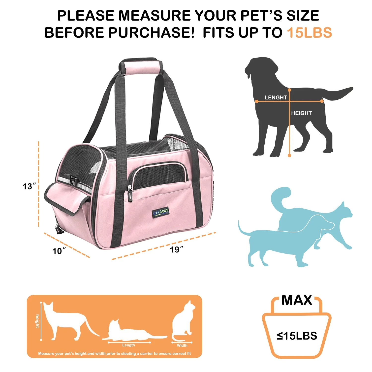 GOOPAWS Soft Sided Small Pet Carrier Comfort for Travel, Pink, 19" - Image 3