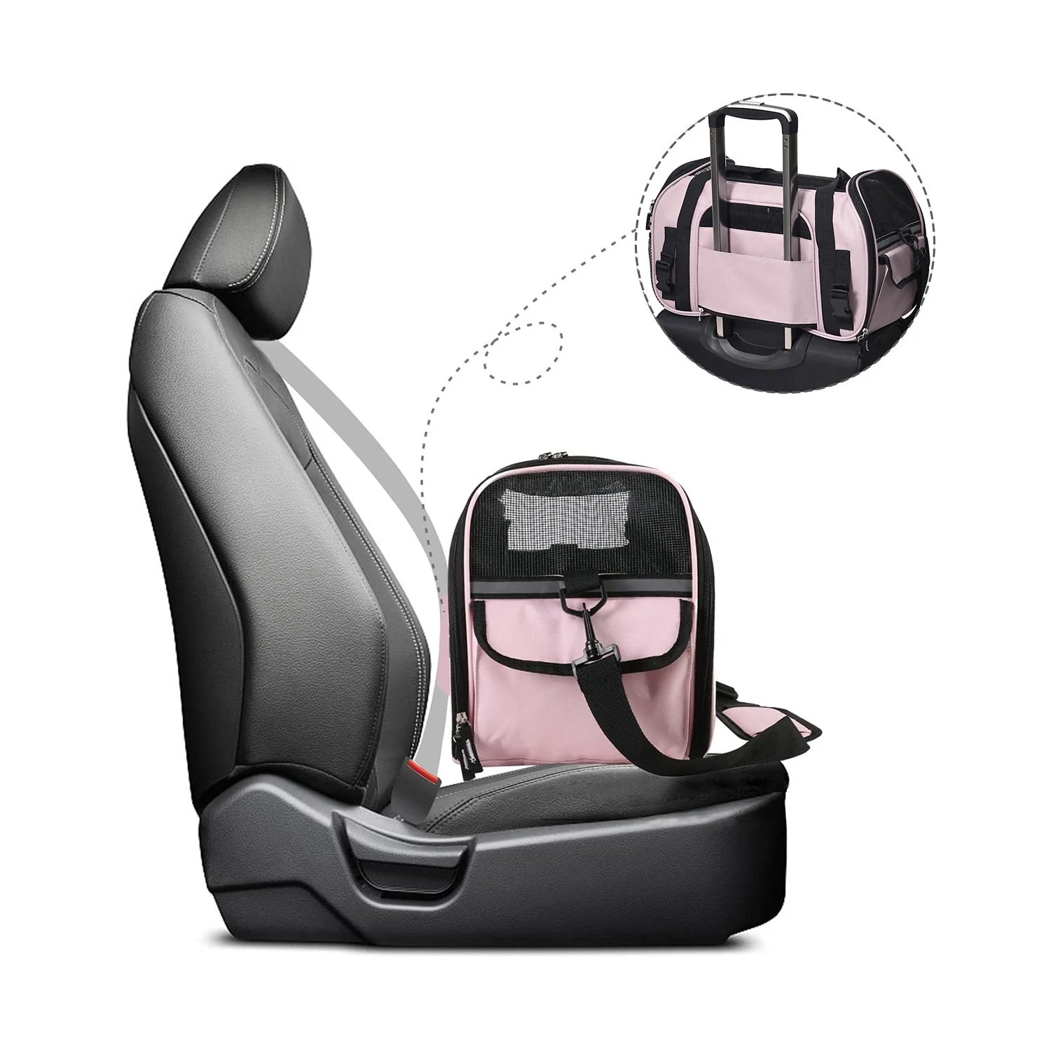 GOOPAWS Soft Sided Small Pet Carrier Comfort for Travel, Pink, 19" - Image 7