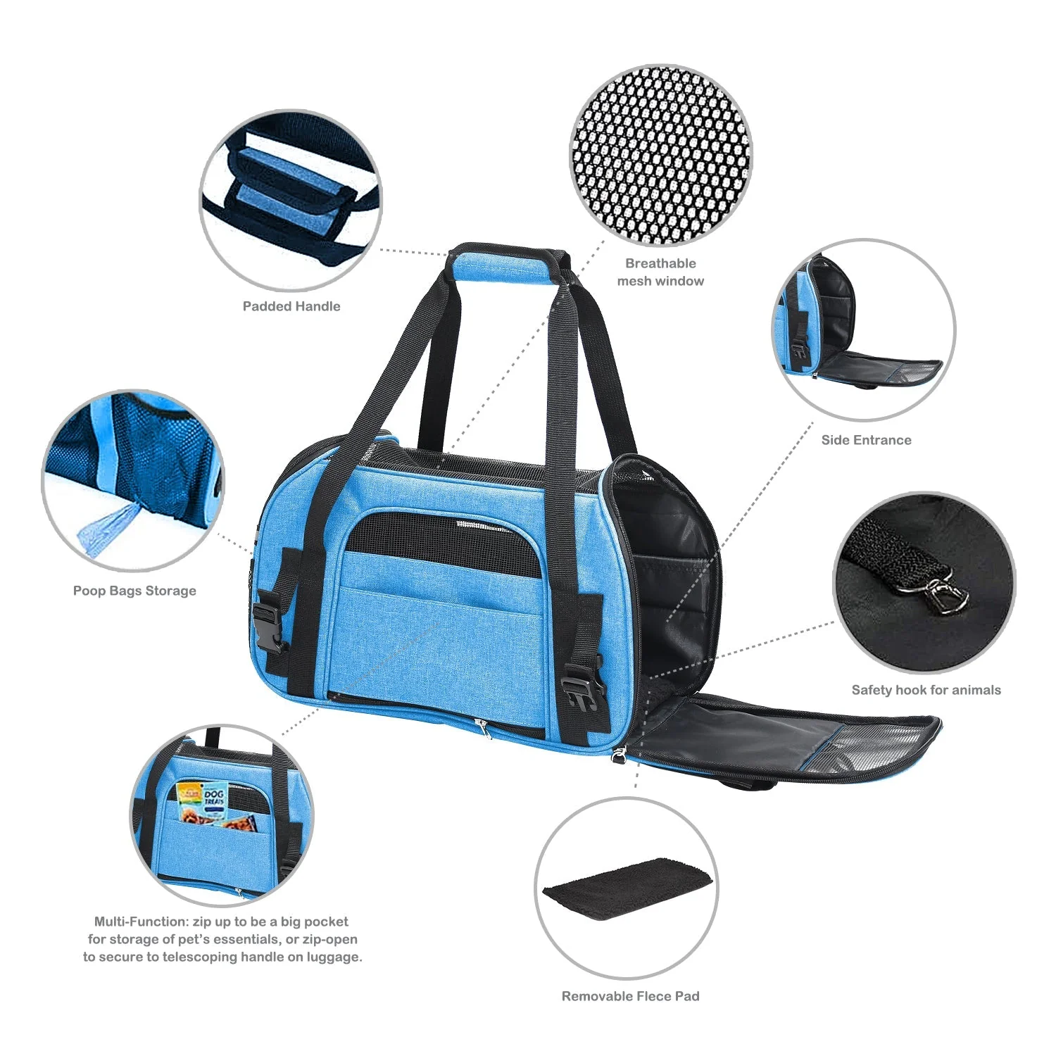 GOOPAWS Soft Sided Small Pet Carrier Ideal for Travel, Turquoise, 17" - Image 5