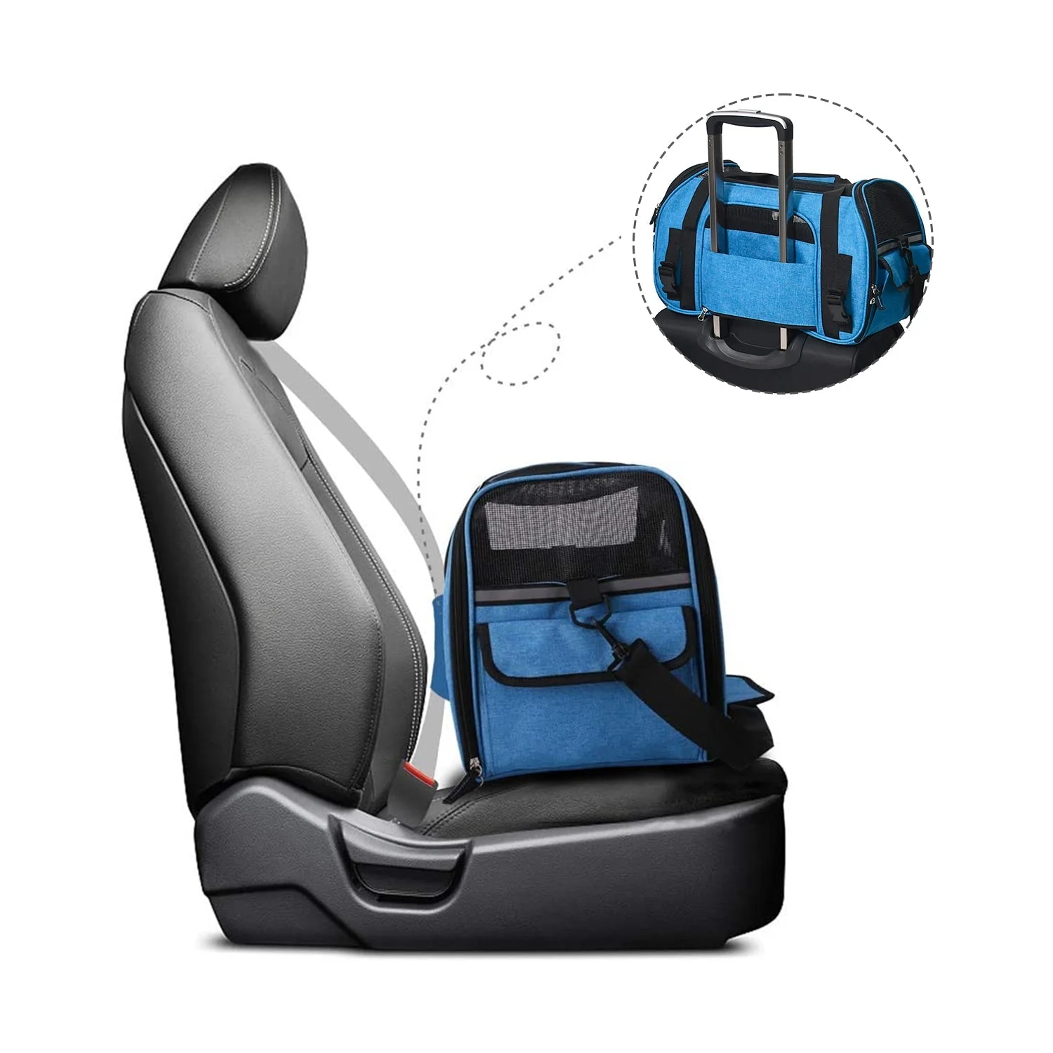 GOOPAWS Soft Sided Small Pet Carrier Ideal for Travel, Turquoise, 17" - Image 6