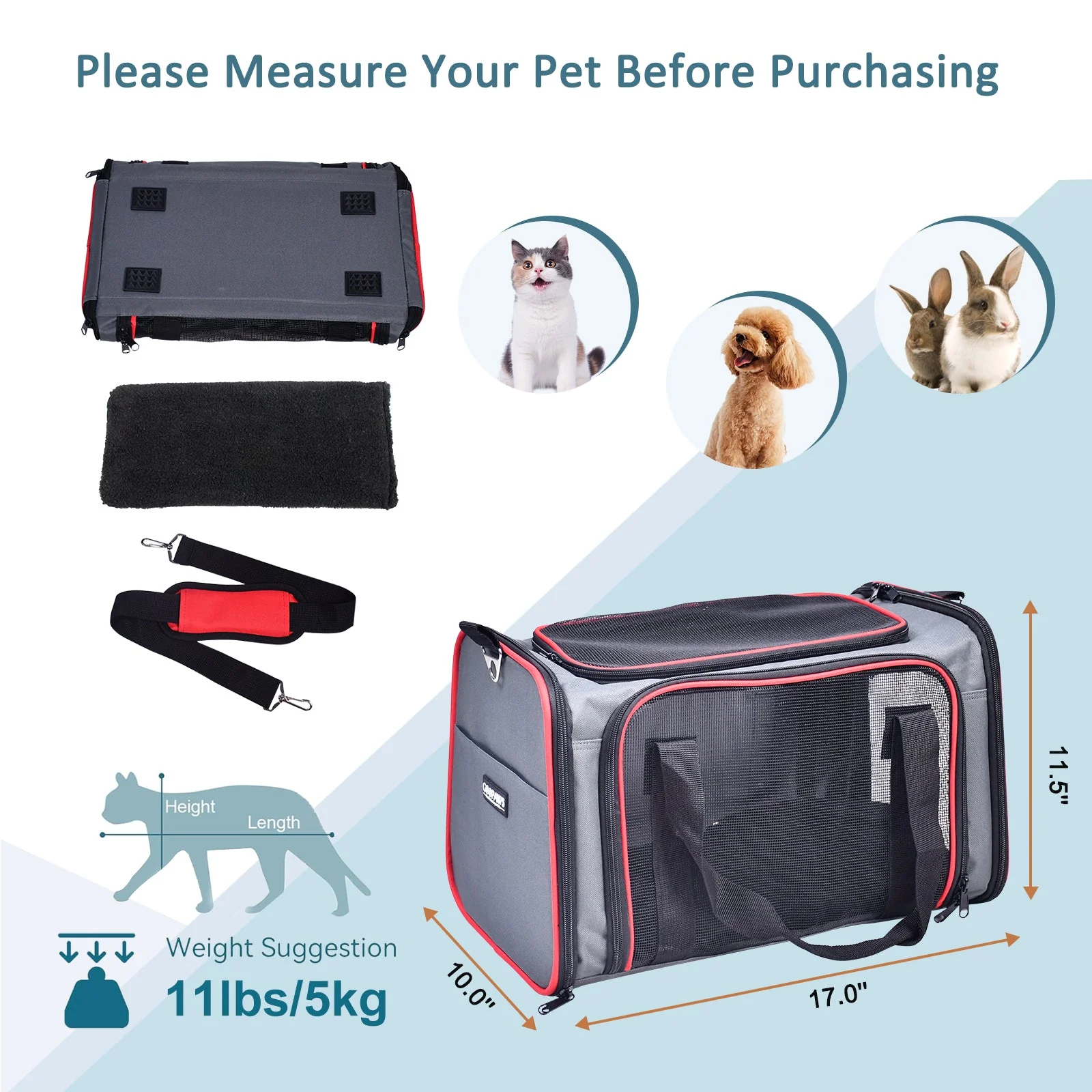 GOOPAWS Soft-Sided Travel Small Dog & Cat Carrier Bag - Image 18