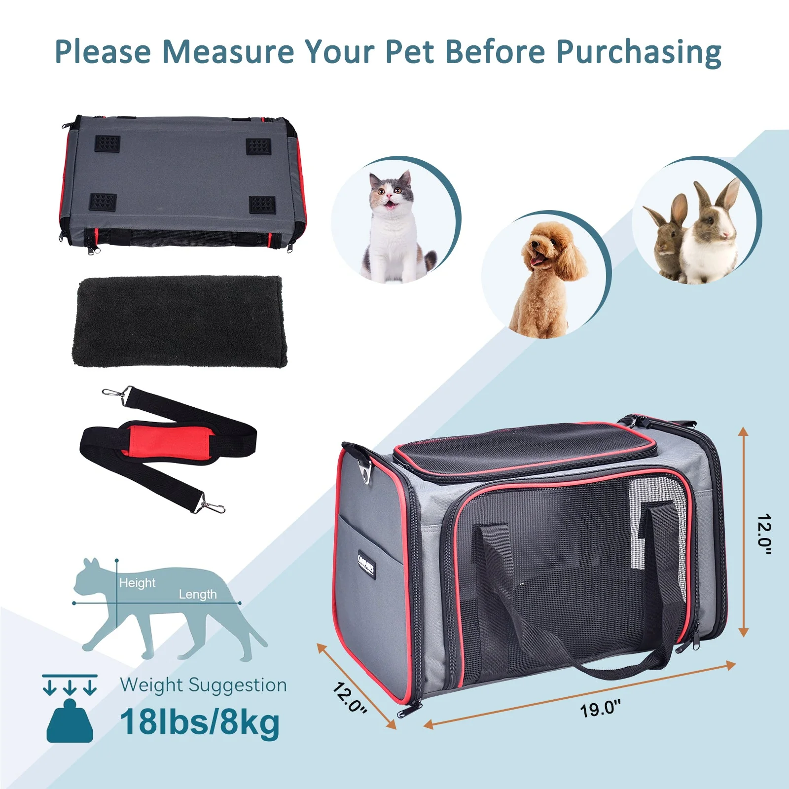 GOOPAWS Soft-Sided Travel Small Dog & Cat Carrier Bag - Image 11