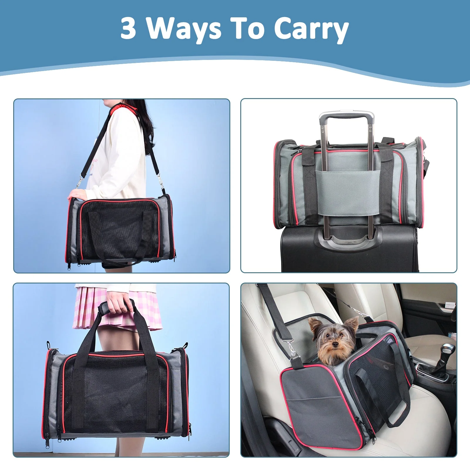 GOOPAWS Soft-Sided Travel Small Dog & Cat Carrier Bag - Image 13