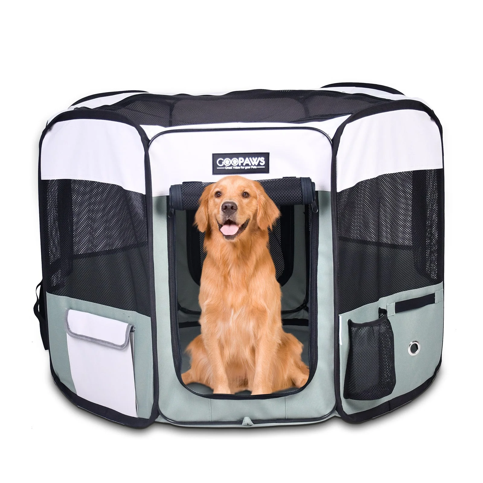 Jespet 2-Door Portable Soft-Sided Dog, Cat & Small Pet Exercise Playpen, Blue, 36'' - Image 9