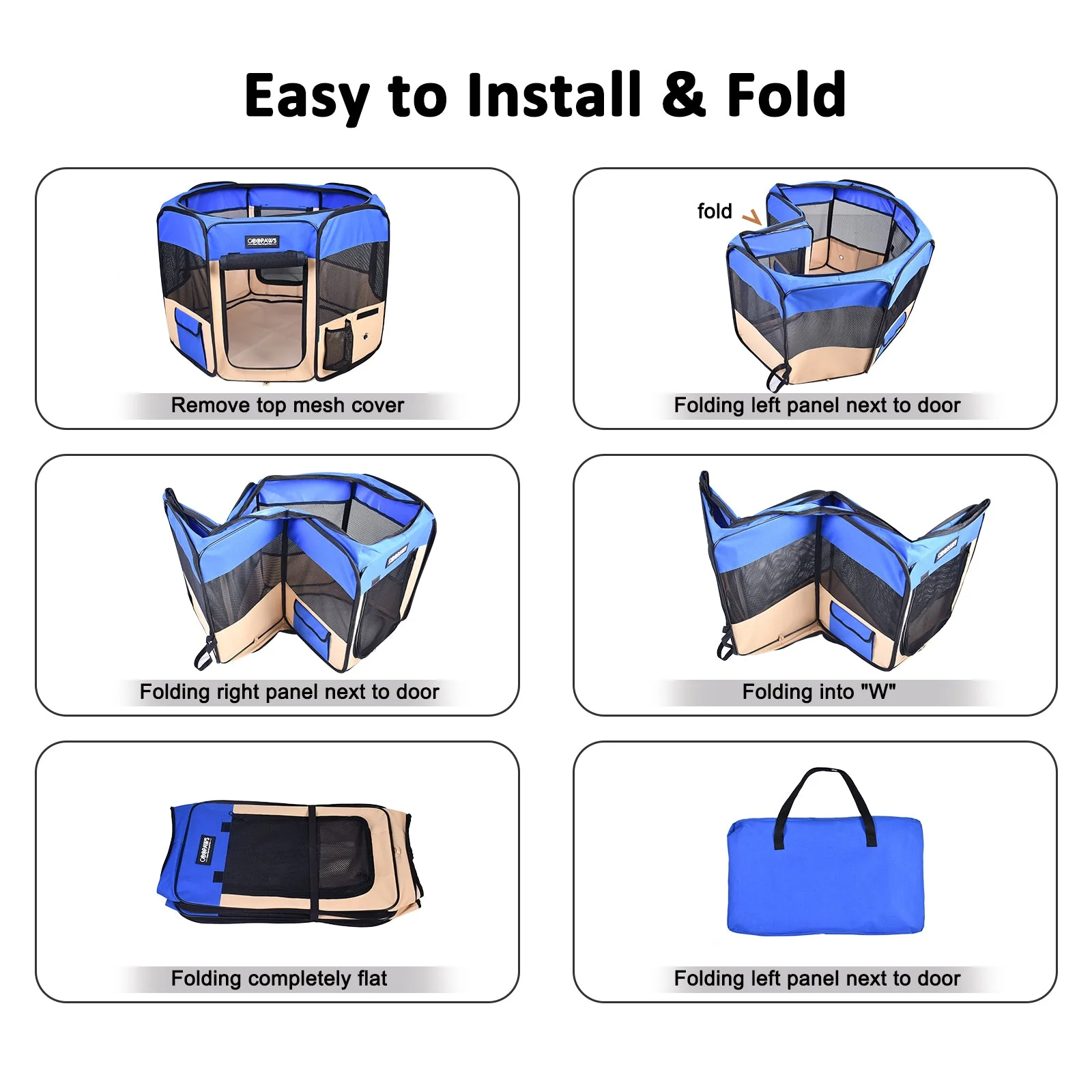 Jespet Soft-Sided Medium Dog Playpen,  Blue 45'' - Image 3