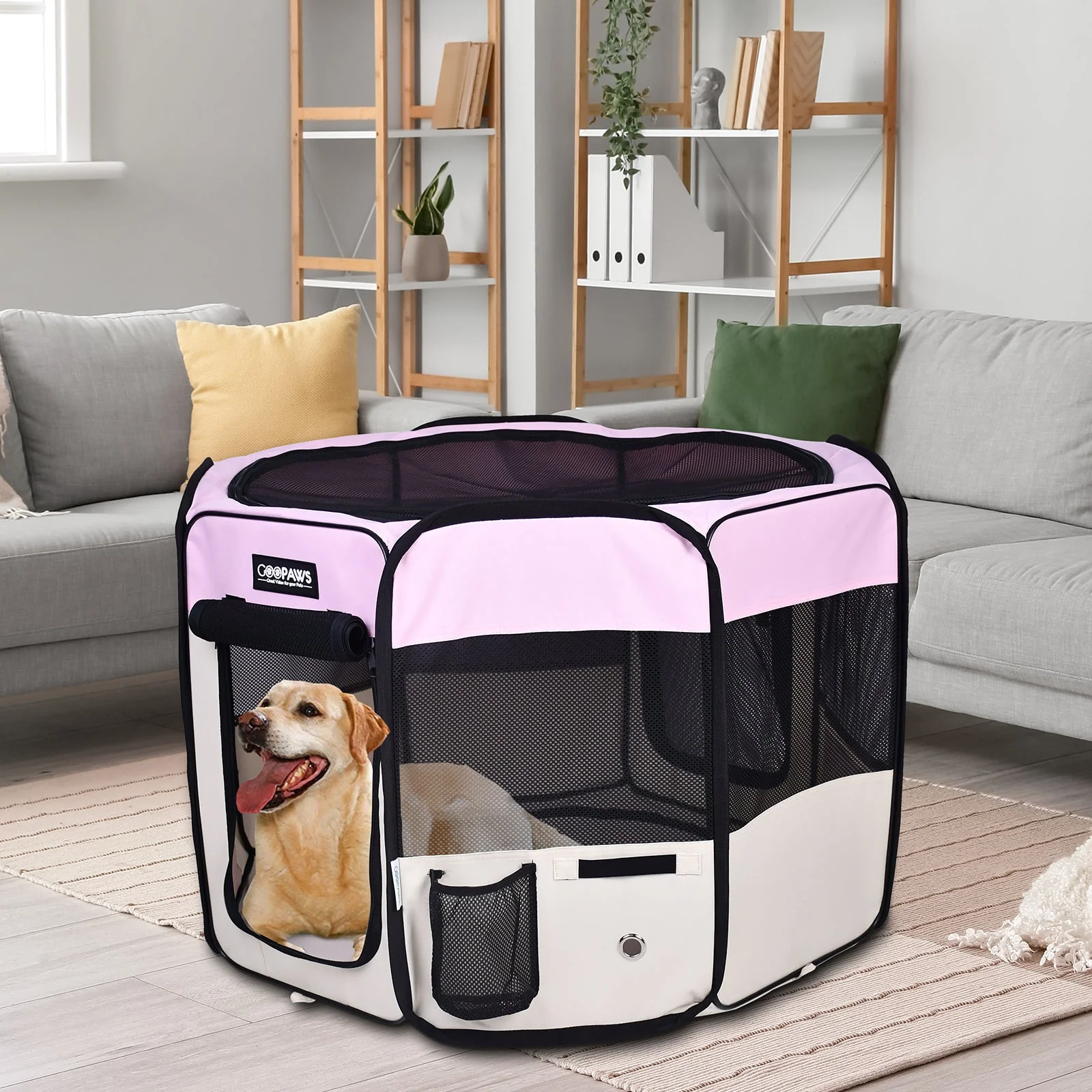 Jespet 2-Door Portable Soft-Sided Dog, Cat & Small Pet Exercise Playpen, Pink,  36'' - Image 6